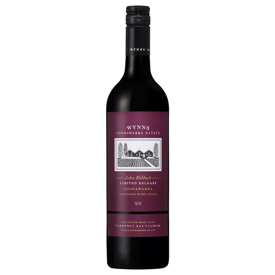 A bottle of 2019 Wynns John Riddoch Cabernet Sauvignon 750ml Red Wine