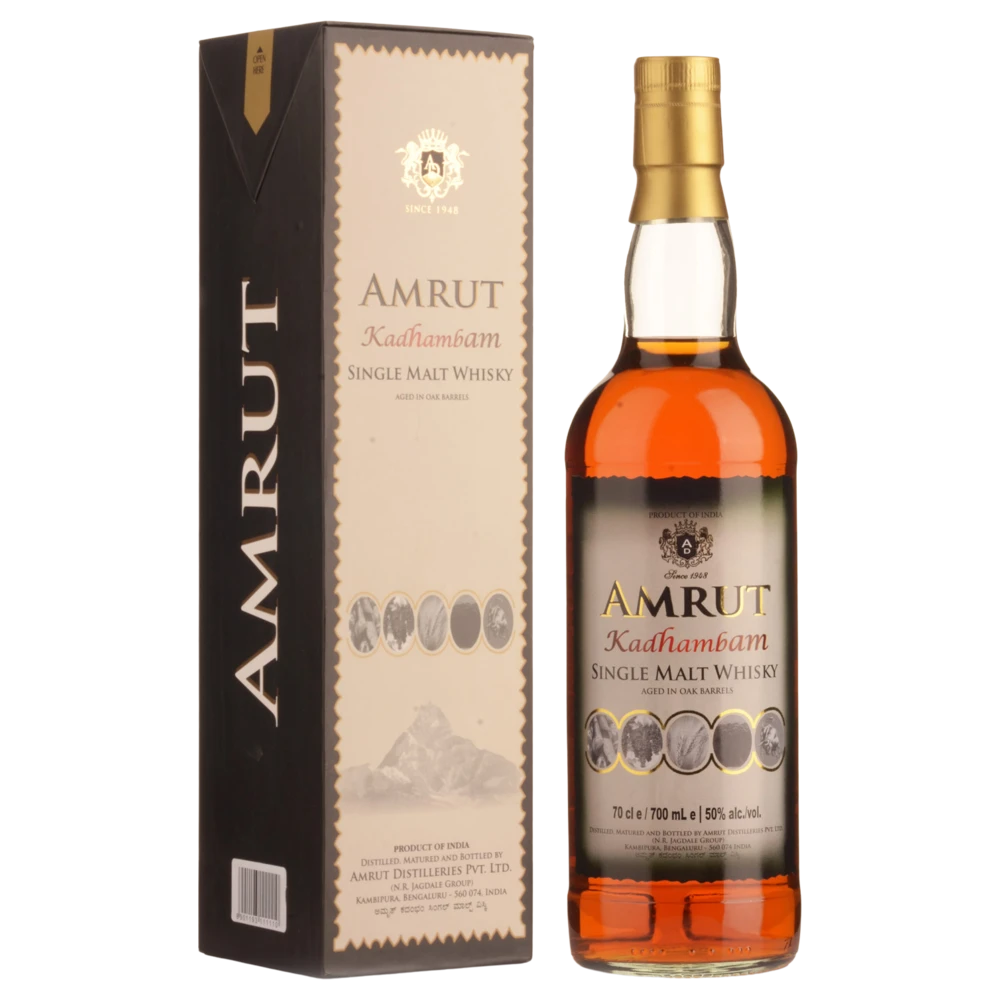 A bottle of Amrut Kadhambam 50% 700ml