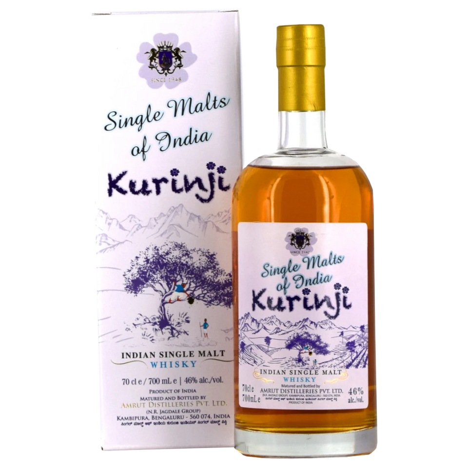 A bottle of Amrut Single Malts Of India Kurinji Whisky 46% 700mL 700ml
