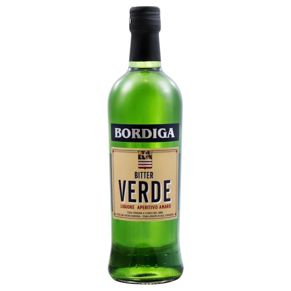 A bottle of Bordiga Bitter Verde 20% 700mL 700ml