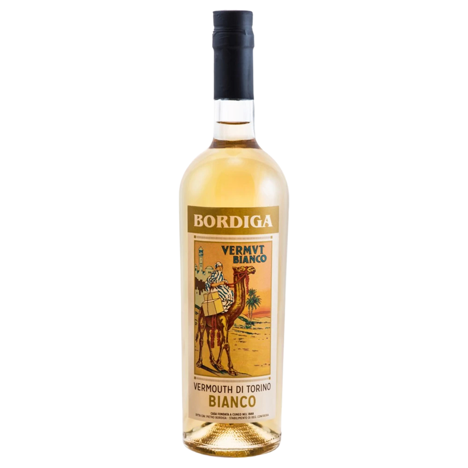 A bottle of Bordiga Vermouth di Torino Bianco 18% 750ml Fortified Wine