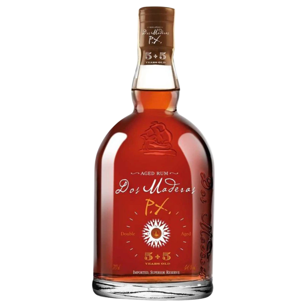 A bottle of Dos Maderas Rum 5yrs+5yrs 40% 700ml
