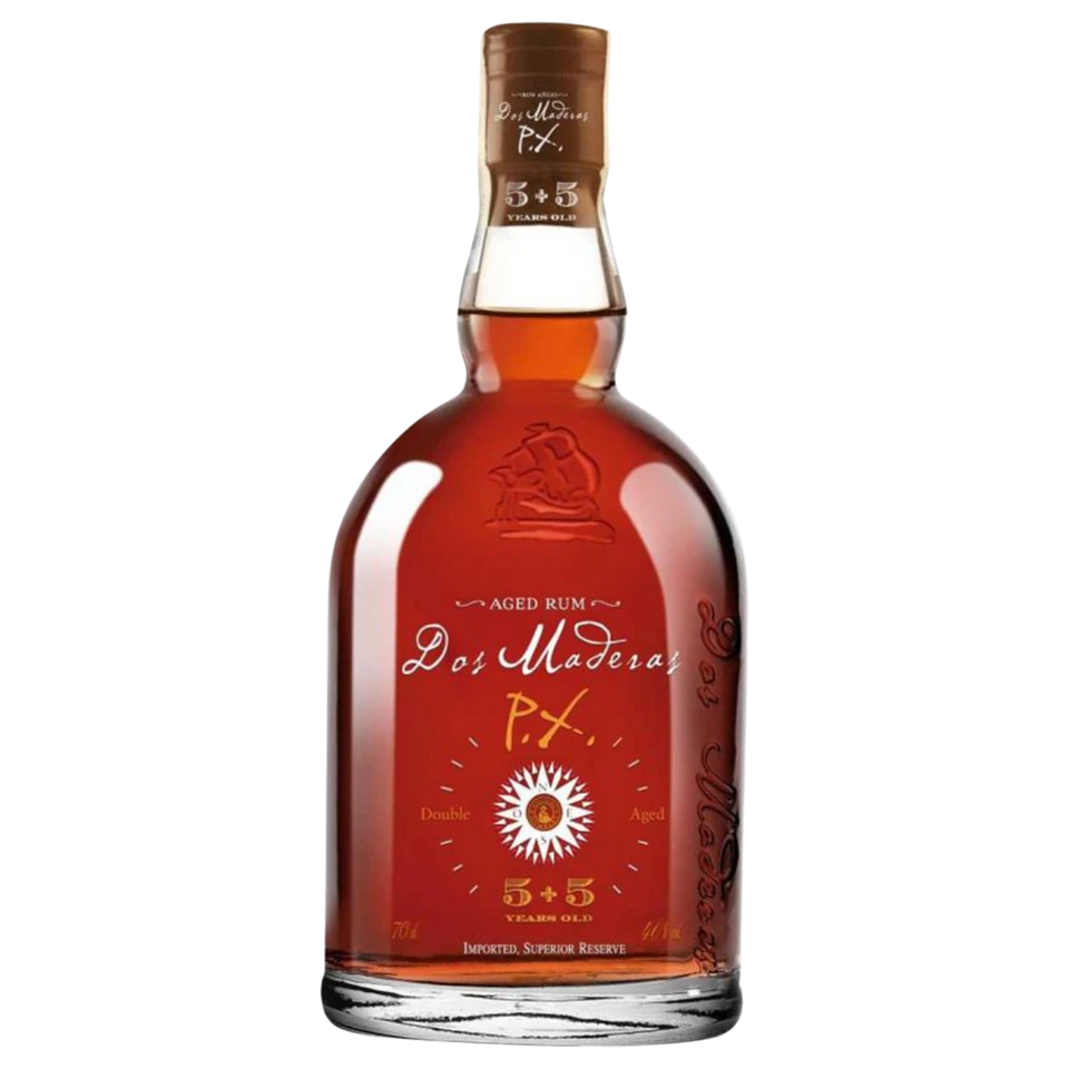 A bottle of Dos Maderas Rum 5yrs+5yrs 40% 700ml