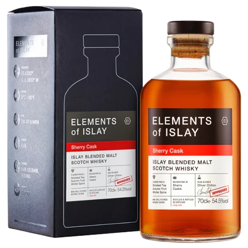 A bottle of Elements Of Islay Sherry Cask Whisky 54.5% 700mL 700ml