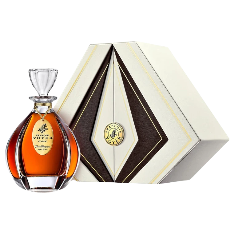 A bottle of Francois Voyer Cristal Grand Champagne Cognac 50 years 700ml