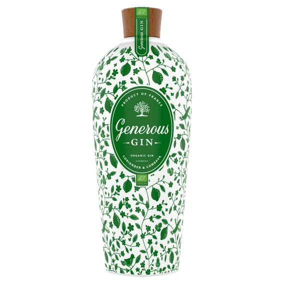 A bottle of Generous Gin Organic 44% 700ml