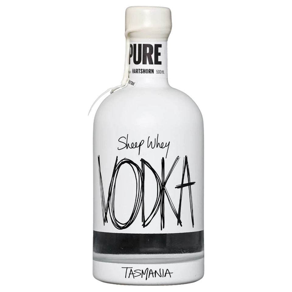 A bottle of Hartshorn Sheep Whey Pure Vodka 500ml