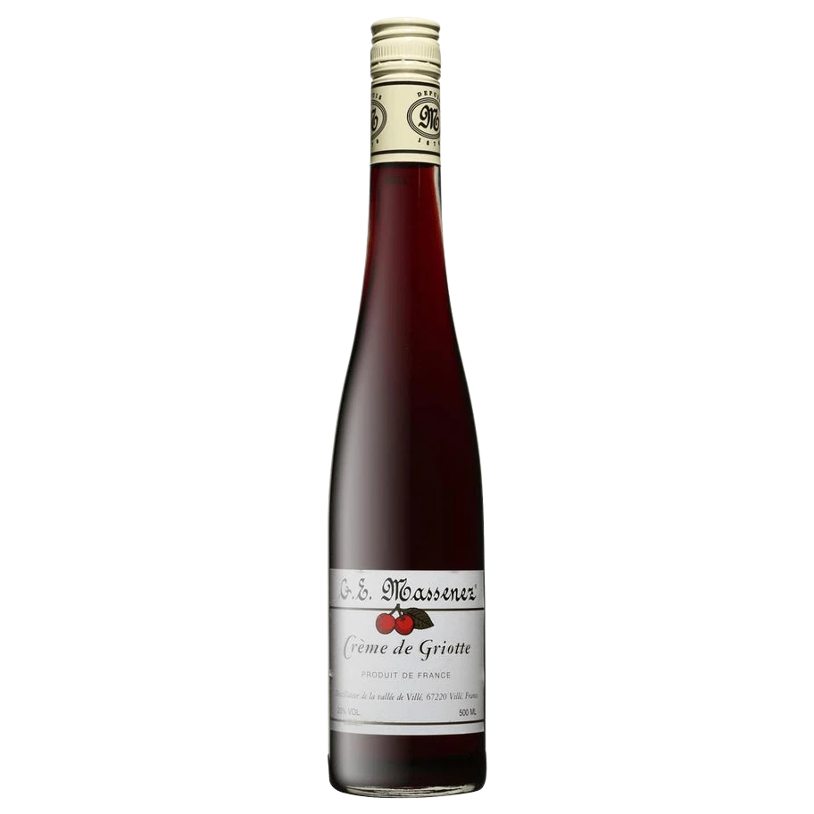 A bottle of Massenez Liqueur Creme De Griotte (Morello Cherry) 20% 500ml