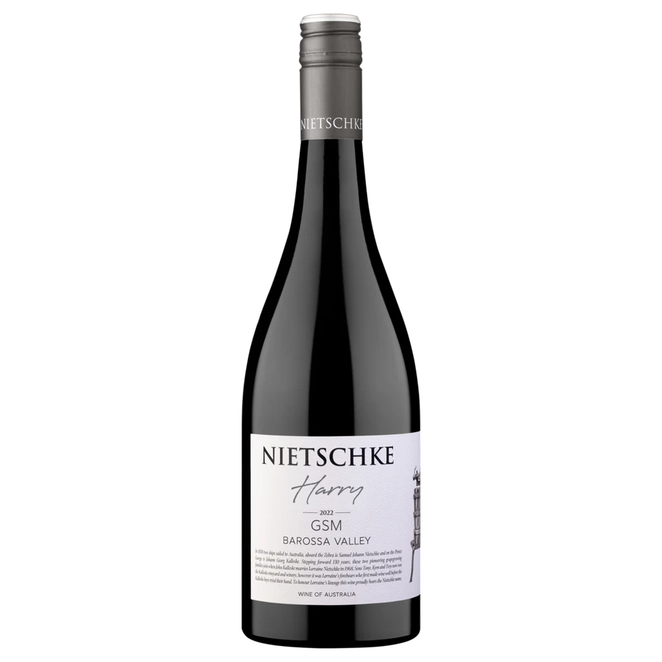 A bottle of Nietschke Harry Grenache Shiraz Mataro 2022 750ml Red Wine