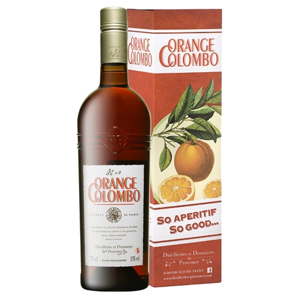 A bottle of NV Distillerie et Domaines de Provence Aperitif 'Orange Colombo' (Orange) 15% 750ml