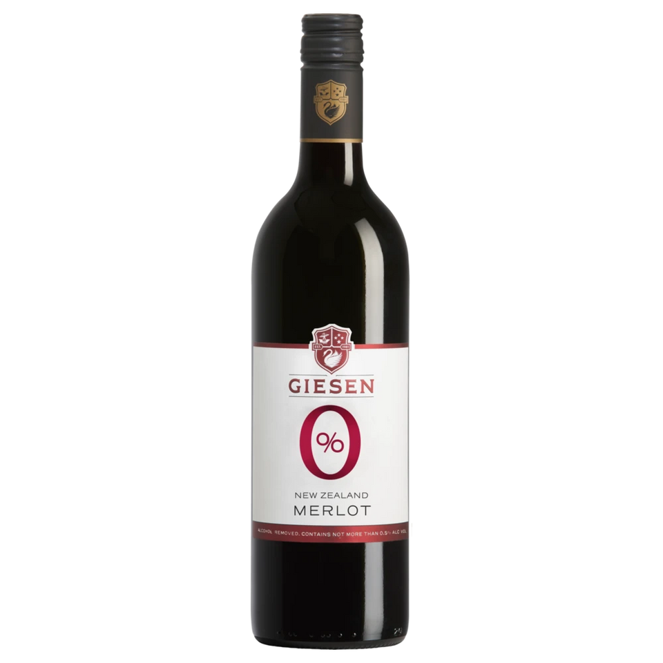 A bottle of NV Giesen Estate 0% Merlot 750ml Red Wine