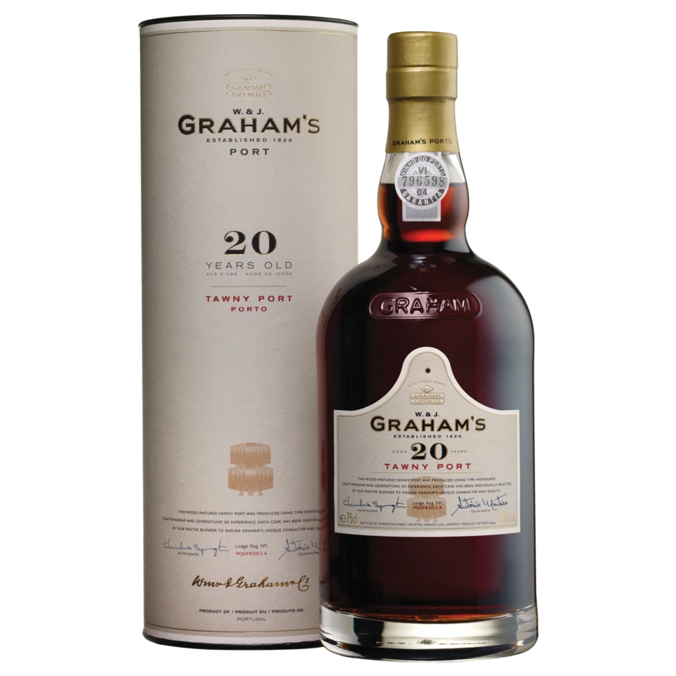 A bottle of NV Grahams 20 YO Tawny Port Gift Box 750ml Fortified Wine