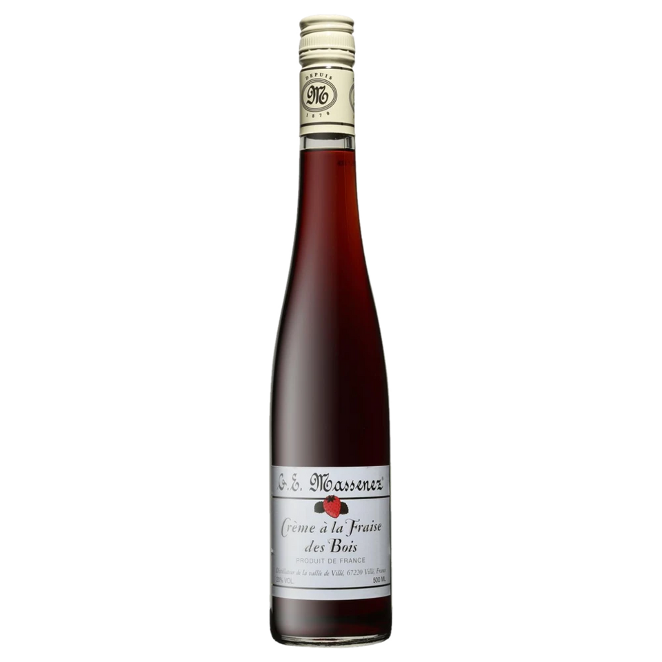A bottle of NV Massenez Creme de Fraise des Bois (Wild Strawberry liqueur) 20% 500ml