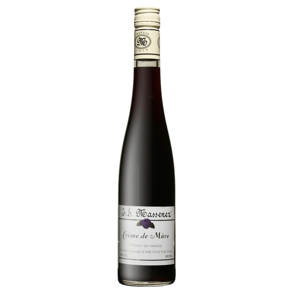 A bottle of NV Massenez Creme de Mure (Blackberry liqueur) 20% 500ml