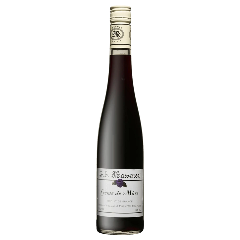 A bottle of NV Massenez Creme de Mure (Blackberry liqueur) 20% 500ml
