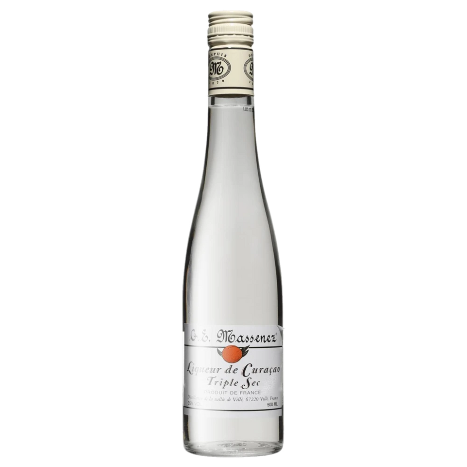 A bottle of NV Massenez Liqueur Curacao (Triple Sec) 35% 500ml