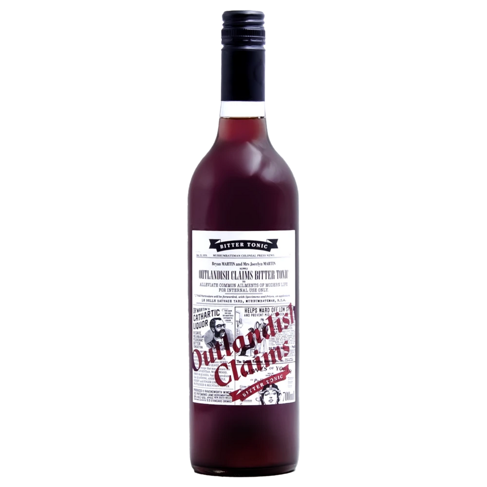 A bottle of NV Outlandish Claims Bitter Tonic Red 750ml Fortified Wine