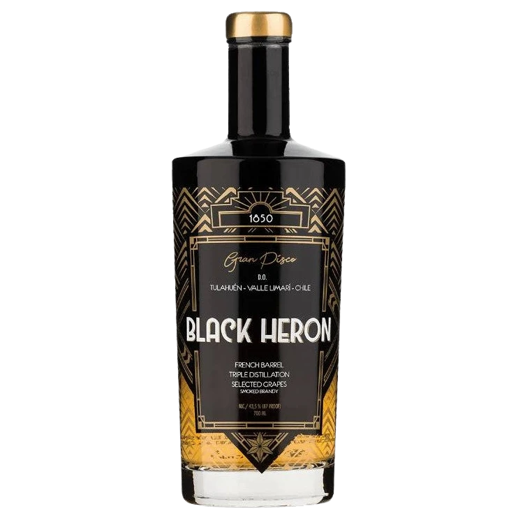 A bottle of Pisco Ultra Premium Black Heron 43.5% 700mL 700ml