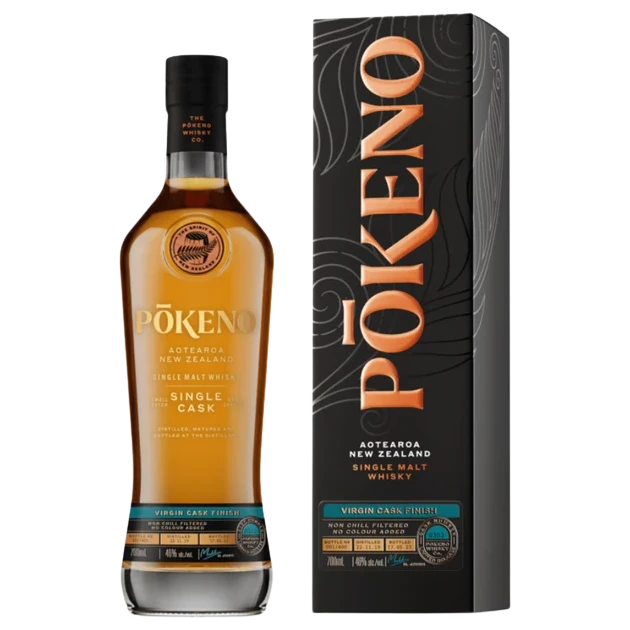 A bottle of Pōkeno Virgin Oak Cask Whisky 46% 700ml