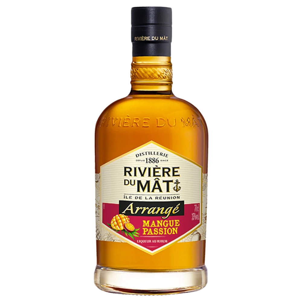 A bottle of Rivière Du Mat Rum Arrange Mangue Passion (Mango Passion) 700ml
