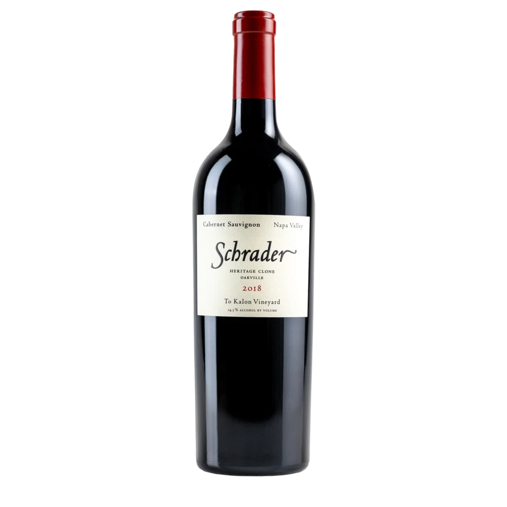 A bottle of Schrader Cellars Cabernet Sauvignon Heritage Clone To Kalon Vineyard 2018 750ml Red Wine