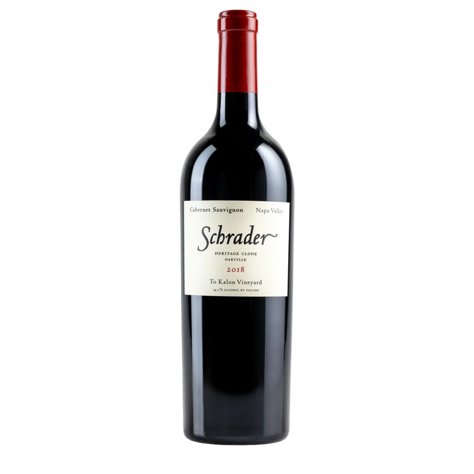 A bottle of Schrader Cellars Cabernet Sauvignon Heritage Clone To Kalon Vineyard 2018 750ml Red Wine