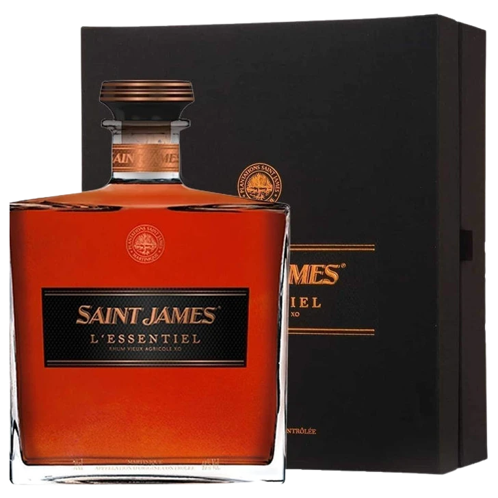 A bottle of St James Rum L'Essentiel (1998 2000 2003 Vintages) Carafe 43% 700Ml 700ml