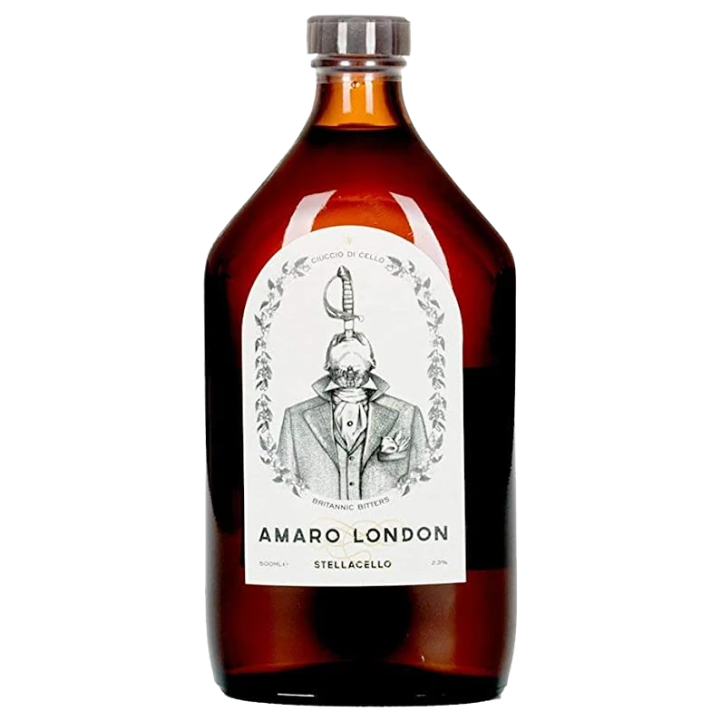 A bottle of Stellacello Amaro London 500mL 500ml